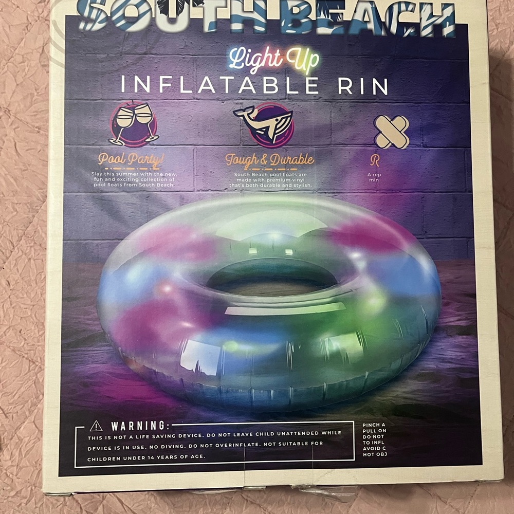 South Beach Inflatable Ring with LED Lights - Multicolor - Picture 2 of 8